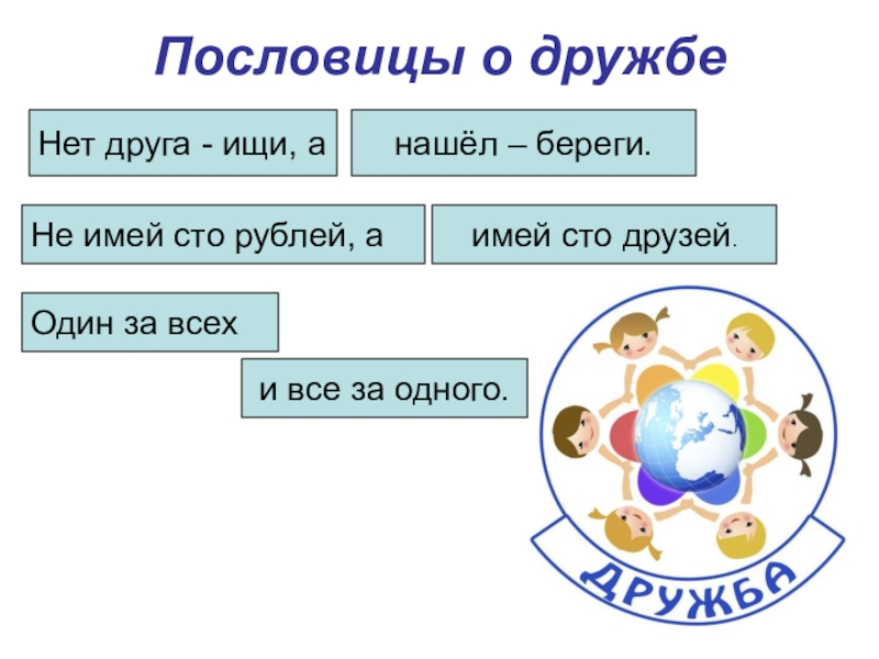 Рисунок к пословице не имей сто рублей а имей сто друзей