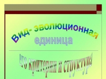 Вид-эволюционная единица его критерии и структуры.