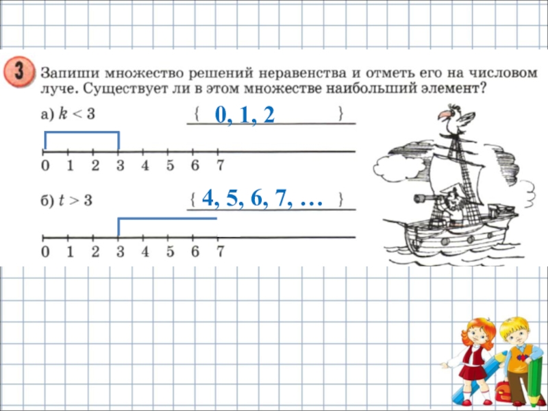 Реши 4 окружающей. Запиши множество решений неравенства и отметь его на числовом Луче. Множество решений неравенства 4 класс. Множество решений неравенства на числовом Луче. Числовой Луч неравенства.