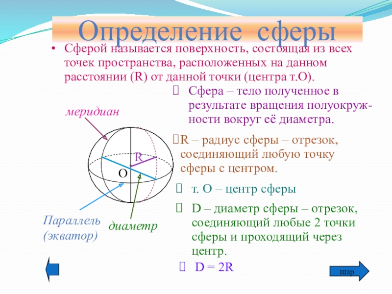 Расстояние от данной точки сферы называется