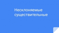 Презентация в 6 классе Несклоняемые существительные