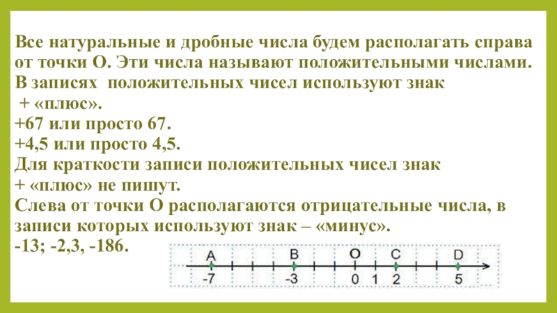 Положительные и отрицательные числа 6 класс правила