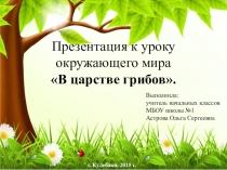 Презентация к уроку окружающего мира В царстве грибов (3 класс)