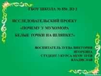 Презентация по опытно-экспериментальной деятельности на тему Почему у мухоморы белые точки на шляпке