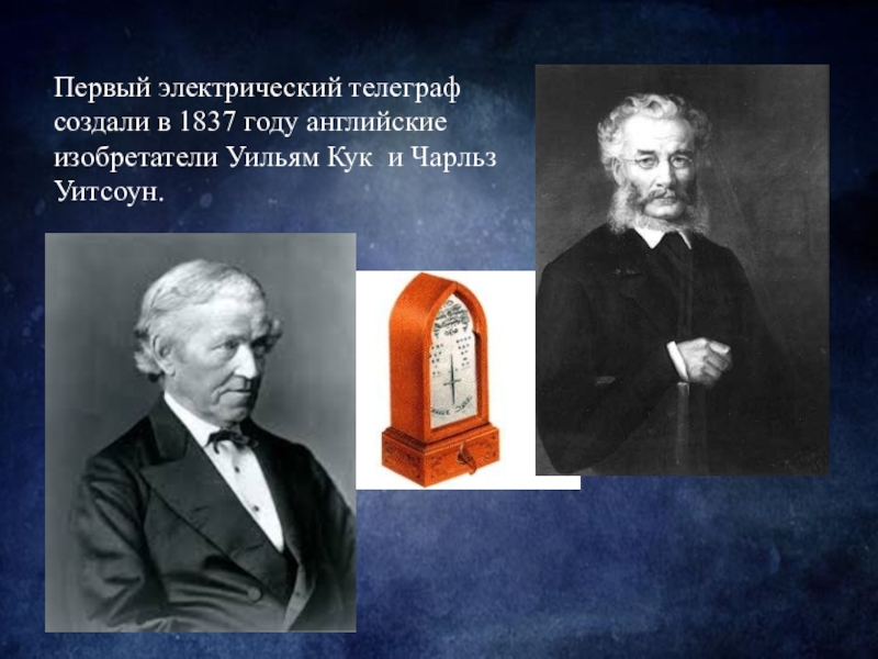 Впервые представлена. Электрический Телеграф Кука и Уитстона. Уильям Кук и Чарльз Уитстон. Первый электрический Телеграф Уильям Кук. Телеграф. В 1837 Г. Уильям Кук.