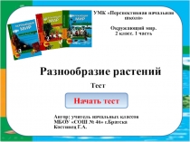 Интерактивный тест по окружающему миру по темеРазнообразие растений. 2 класс