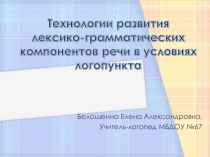 Мультимедийная презентация Технологии развития лексико-грамматических компонентов речи в условиях логопункта