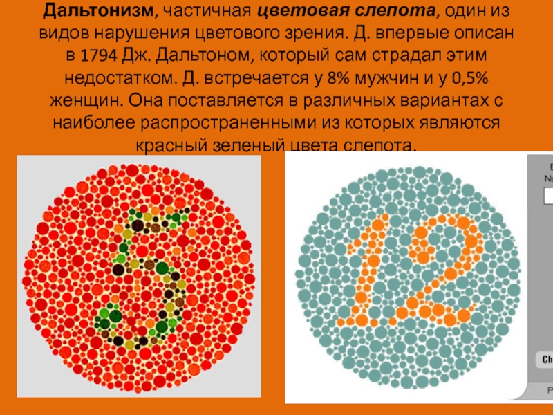 Презентация по биологии на тему дальтонизм