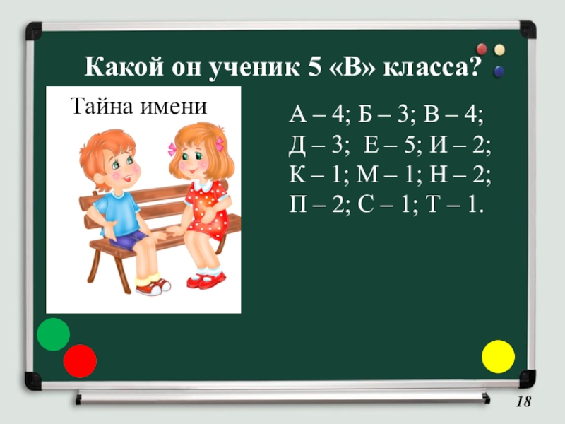 Какой он ученик 5 «В» класса?А – 4; Б – 3; В – 4;Д – 3; Е