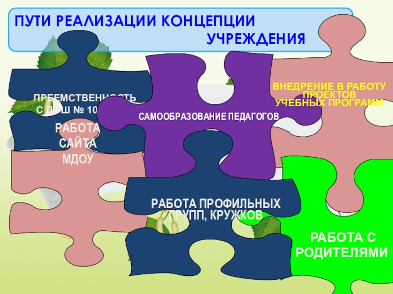 Пути реализации. Пути реализации концепции.