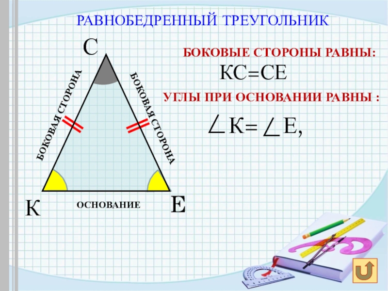 Треугольник с четырьмя углами. Равнобедренный треугольник. Углы равнобедренного треугольника. Боковая сторона равнобедренного треугольника равна. Основание равнобедренного треугольника.