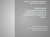 Презентация учителя-логопеда Нарушение речевого развития как один из факторов отставания в учебе