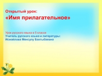 Презентация открытого урока по русскому языку на тему:Имя прилагательное