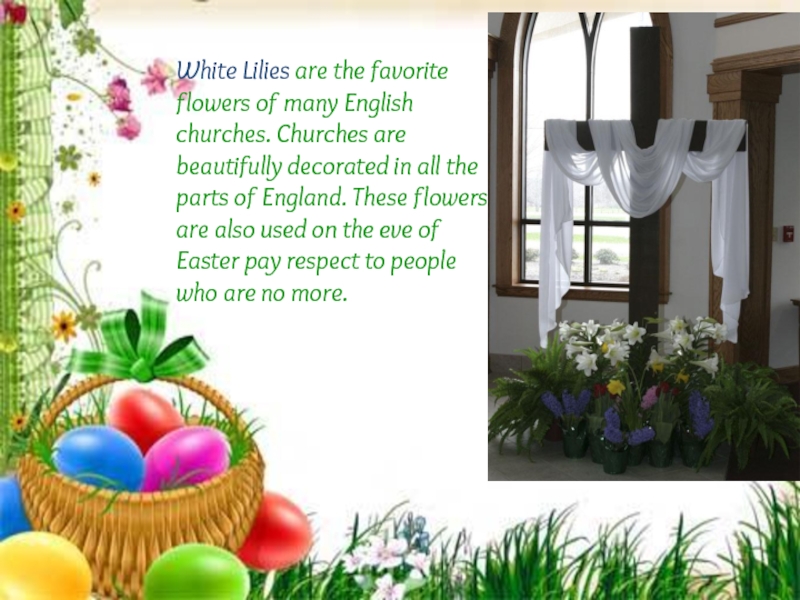 White Lilies are the favorite flowers of many English churches. Churches are beautifully decorated in all the