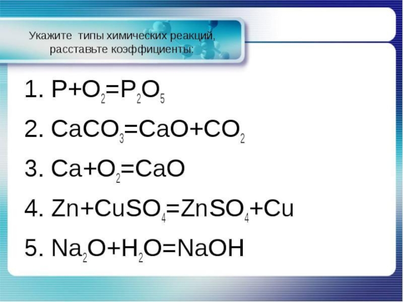 Типы химических реакций презентация