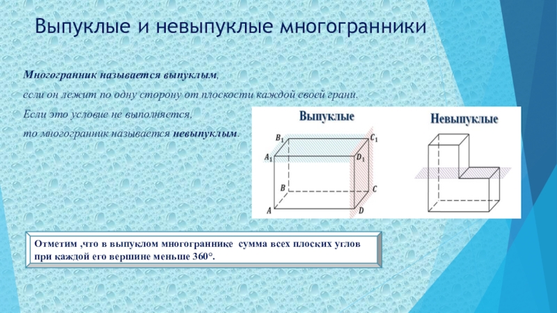 Фигура называется выпуклой. Выпуклые и невыпуклые многогранники. Невыпуклый многогранник определение. Выпуклая плоскость. Выпуклость на плоскости.