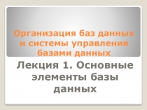 Презентация к уроку:  Основные элементы базы данных