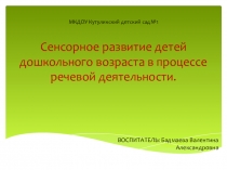Сенсорное развитие детей дошкольного возраста в процессе речевой деятельности.