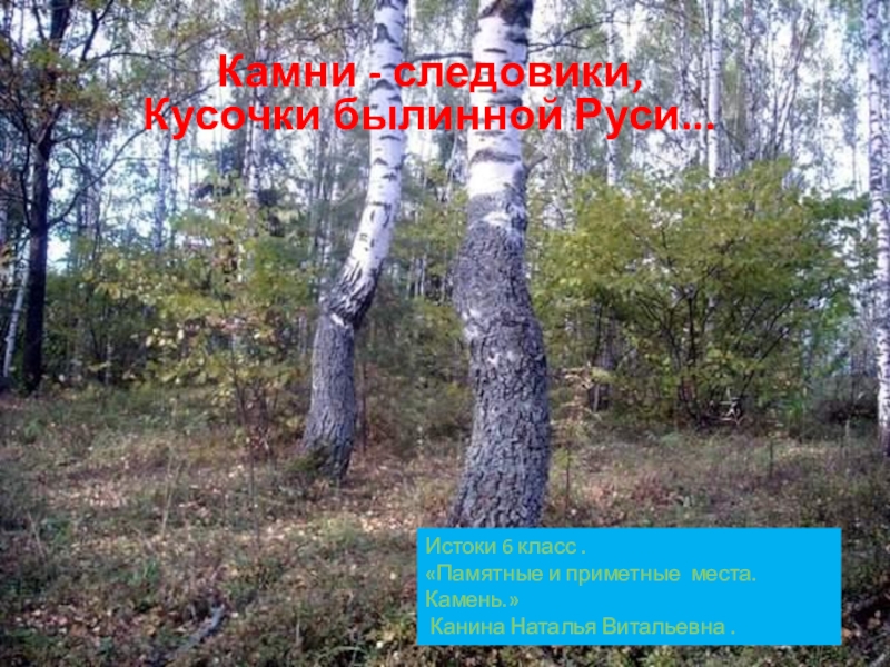 Презентация по истокам 6 класс на тему Памятные и приметные места. Камень- следовик