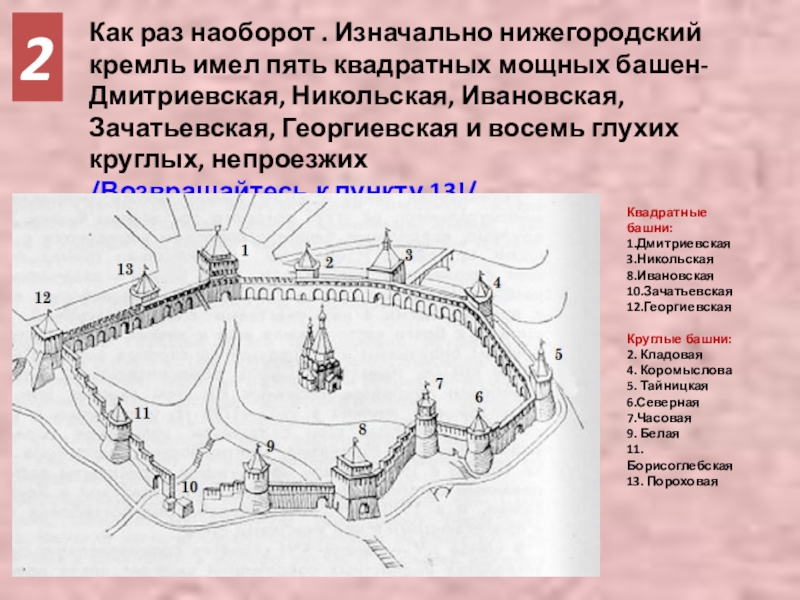 Нижегородский кремль имеет 88 башен