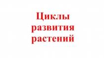 Циклы развития растений