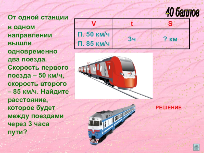 Поезд скорость 400. Два поезда вышли одновременно от одной станции в одном направлении. 2 Поезда в 1 направление. От 1 станции одновременно. Два поезда едут в одном направлении.