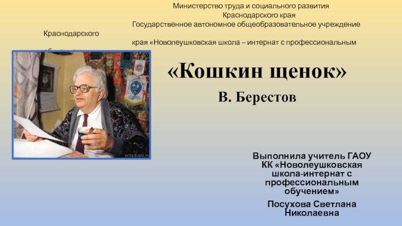 Презентация в д берестов кошкин щенок. Кошкин щенок Берестов. В Берестов Кошкин щенок 3 класс презентация.