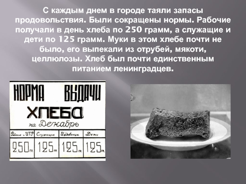 Сколько выдавали хлеба в ленинграде