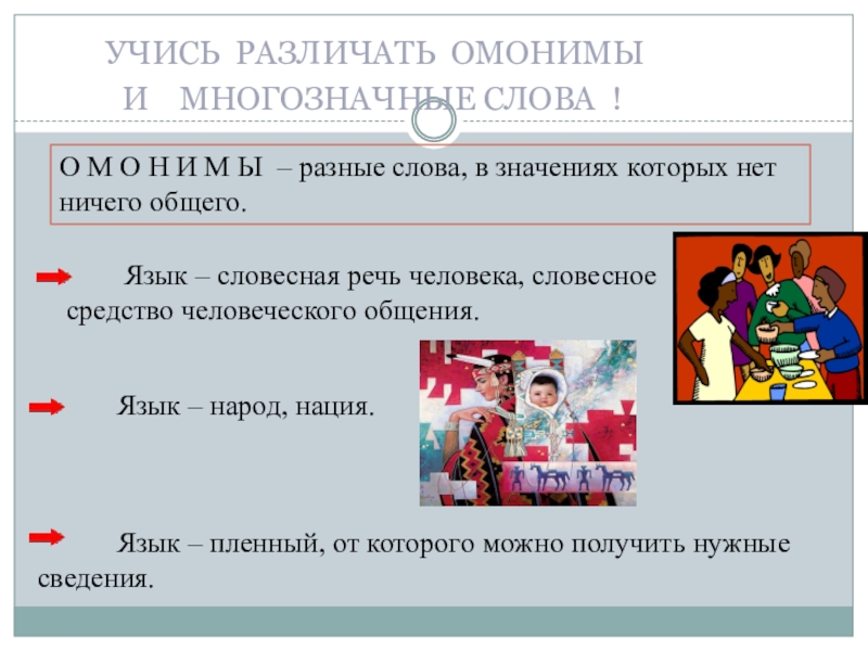 Омоним отличие от многозначных