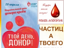 Презентация для проведения внеклассного мероприятия к национальному дню донора