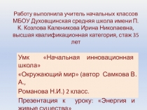 Презентация по окружающему миру на тему Энергия и живые существа (2 класс)