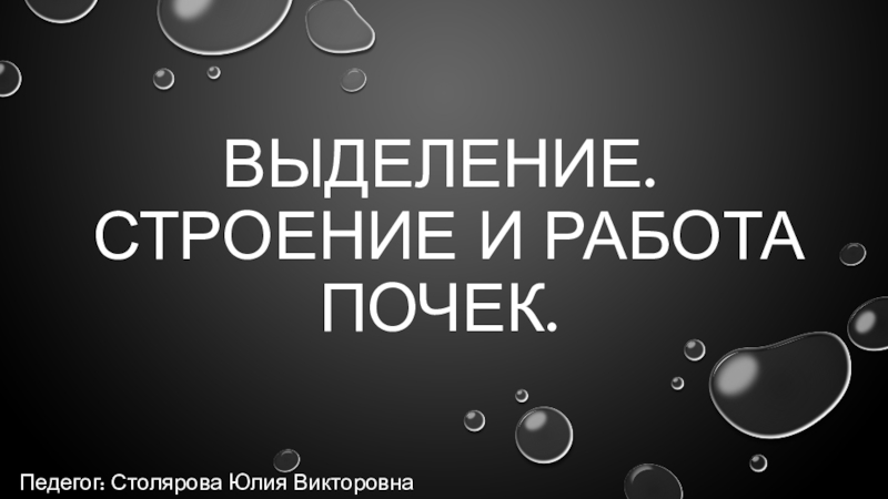 Презентация по биологии 8 класс Выделение. Строение и работа почек