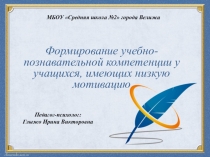 Формирование учебно-познавательной компетенции у учащихся, имеющих низкую мотивацию