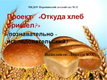 Презентация проекта Откуда к нам хлеб на стол пришёл? (старшая группа).