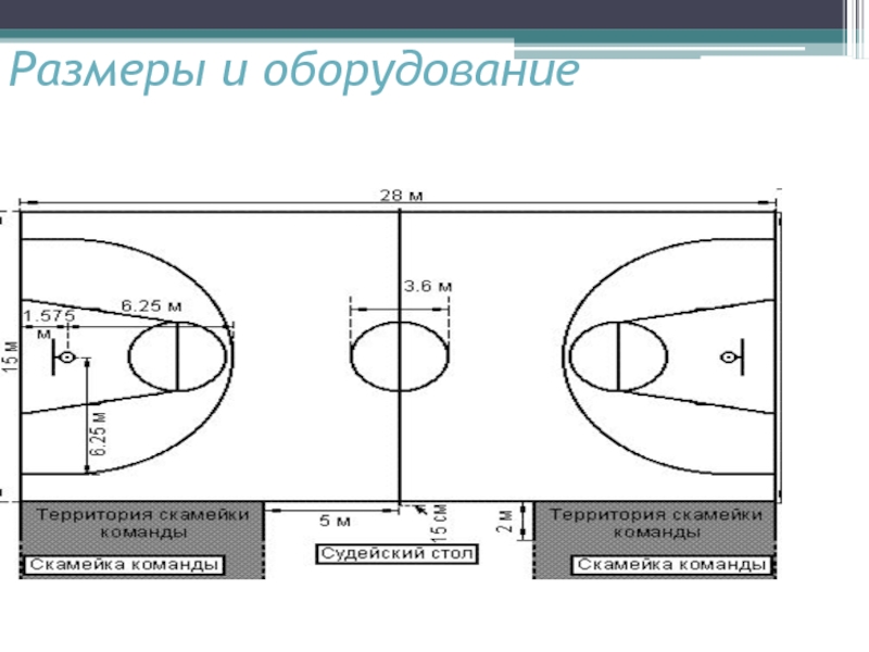 Схема площадки баскетбола