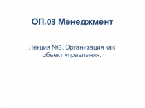 Презентация по дисциплине Менеджмент на тему Организация как объект управления