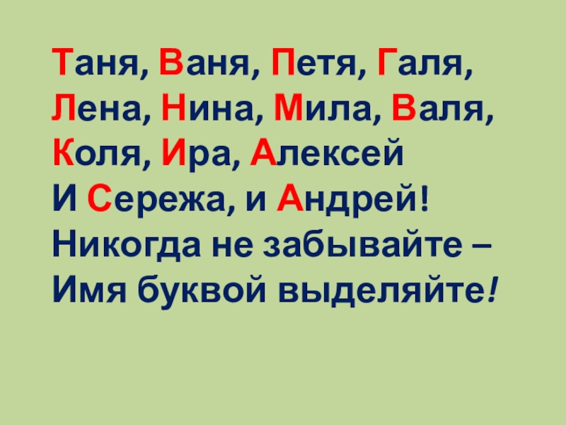 Презентация большая буква в именах отчествах фамилиях 1 класс