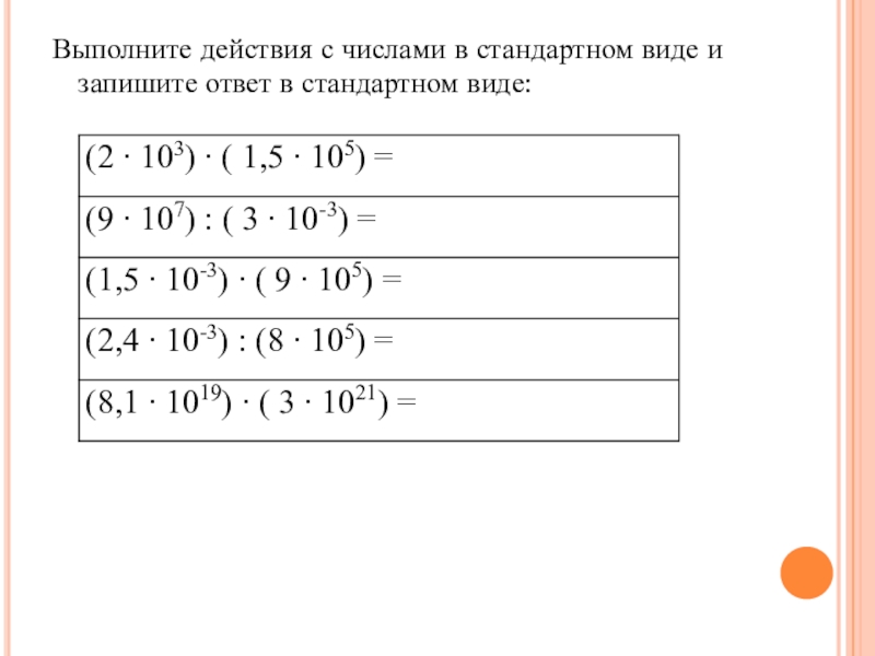 Определите вид числа. Стандартный вид числа. Стандартный вид числа примеры. Действия с числами записанными в стандартном виде. Стандартный вид числа задания.