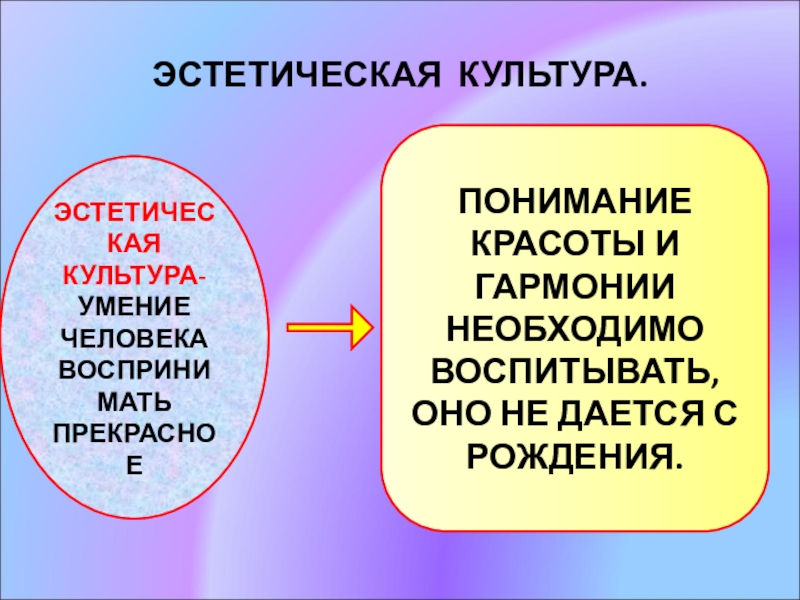 Эстетическая культура включает