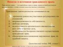 Презентация урока обществознания Понятие и источники гражданского права