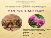 Летнее задание - исследовательская работа Почему пчёлы не любят клевер