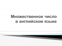 Презентация Множественное число 2 класс