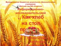 Информационно-исследовательский проект Как хлеб на стол пришел