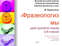 Презентация по русскому языку на тему Фразеологизмы (6 класс)