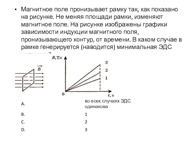 Магнитное поле пронизывает рамку так как показано на рисунке а не изменяя площади рамки