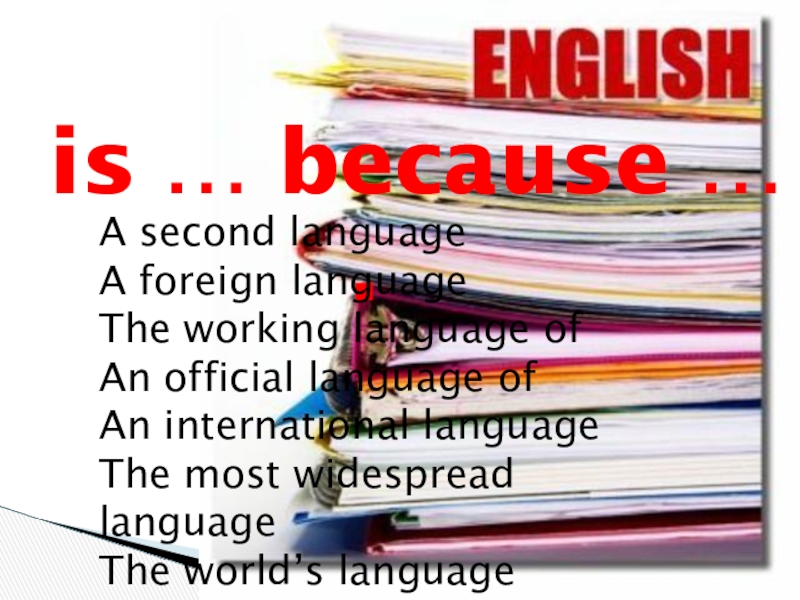 is … because … .A second languageA foreign languageThe working language ofAn official language ofAn