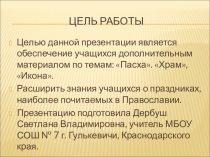 Дополнительный материал по темам Пасха, Храм, Икона.