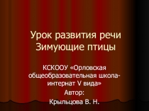 Презентация к уроку развития речи Зимующие птицы, 4 класс.
