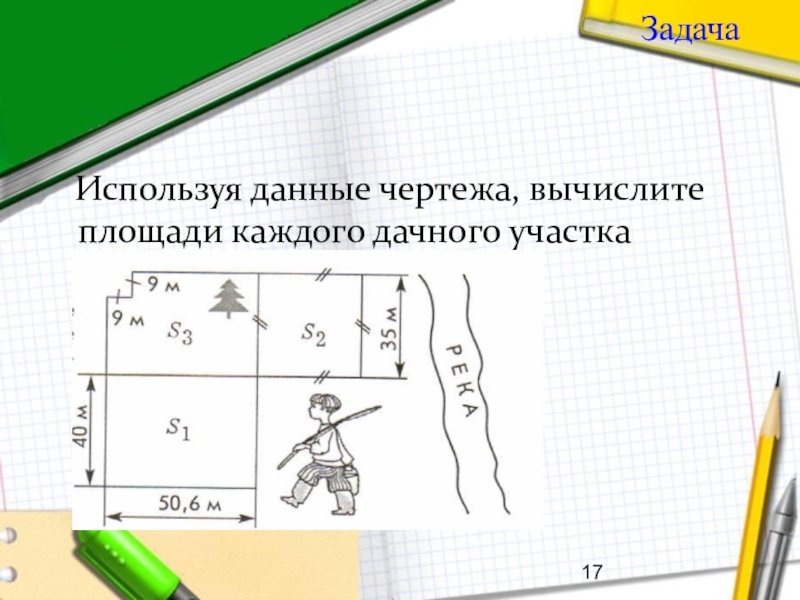 Используя данные чертежа вычислите площади каждого из дачных участков