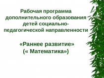 Презентация программы по математике для дошкольников